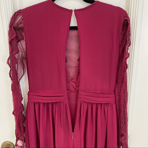 Maroon Lace Maternity Maxi Dress - Picture 9 of 11